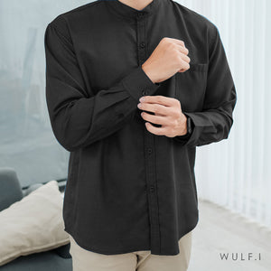 Wulfi Atasan Kemeja Pria Koko Shirt Long Sleeve Black