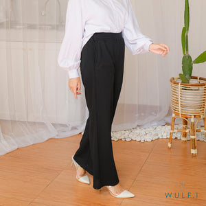 Wulfi Celana Textured Pants Black / Bawahan Kulot Hitam Panjang Kerja Kasual