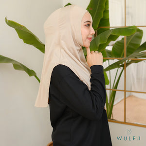 Wulfi Hijab Basic Bahan Sport Technology Dingin Wide Nude / Bergo Nude Instan Bahan Lycra