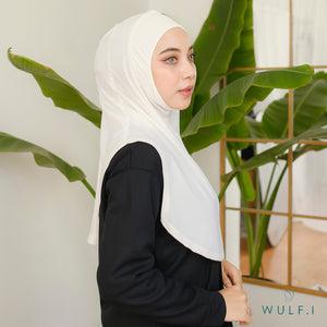 Wulfi Hijab Basic Bahan Sport Technology Dingin Wide White / Bergo Putih Instan Bahan Lycra