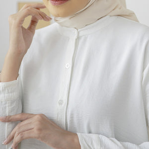 Wulfi Atasan Kemeja Daily Crinkle Shirt White