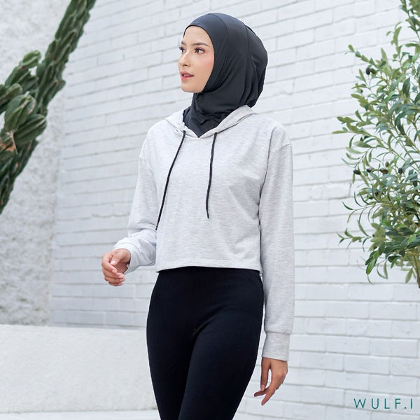 Wulfi Day And Sport Casual Dan Olahraga Hoodie Long Sleeve Muslimah Cloud Grey