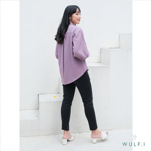 Wulfi Atasan Kemeja Casual Shirt Lilac / Blouse Kerja Kantor Wanita Lilac / Lengan Panjang