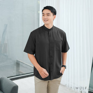 Wulfi Atasan Kemeja Pria Koko Shirt Short Sleeve Black
