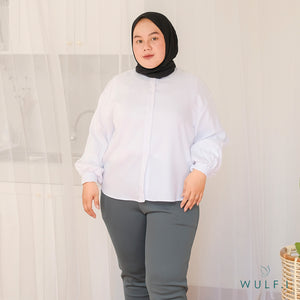 Wulfi Atasan Kemeja Casual Shirt White / Blouse Kerja Kantor Wanita Putih / Lengan Panjang
