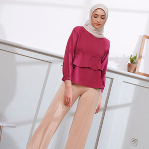 Wulfi Atasan Mina Lavender Blouse Pita Serut Badan Baju Muslim Friendly