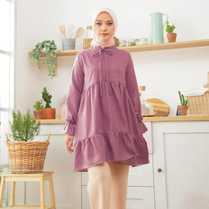 Wulfi Atasan Tunik Kiyowo Lilac Bisa Untuk Bumil dan Busui Lengan Panjang Baju Muslim