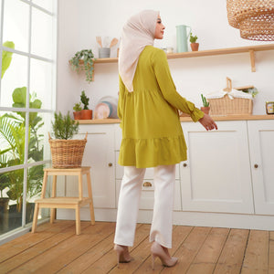 Wulfi Atasan Tunik Kiyowo Lime Bisa Untuk Bumil dan Busui Lengan Panjang Baju Muslim